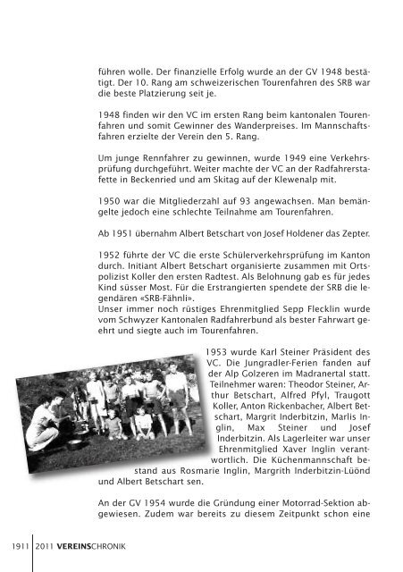 Vereinschronik - 100 Jahre Veloclub Ibach - VC Ibach