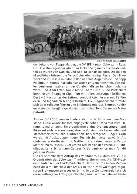 Vereinschronik - 100 Jahre Veloclub Ibach - VC Ibach