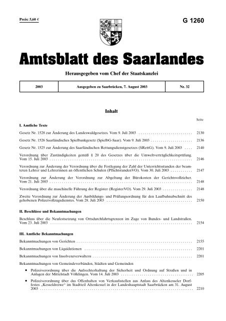 Amtsblatt des Saarlandes 2003 - Psychotherapeutenkammer des ...