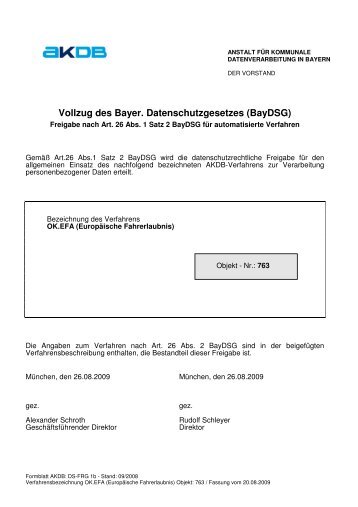 Vollzug des Bayer. Datenschutzgesetzes (BayDSG) - AKDB
