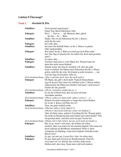 Ziel B2 Band 2 Kursbuch Transkriptionen Der Hortexte Hueber