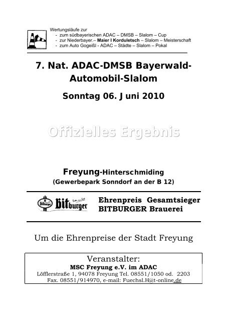 7. Nat. ADAC-DMSB-Bayerwald-Automobilslalom