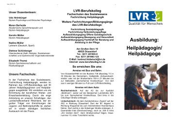 Flyer Heilpädagogik - Berufskolleg - Landschaftsverband Rheinland