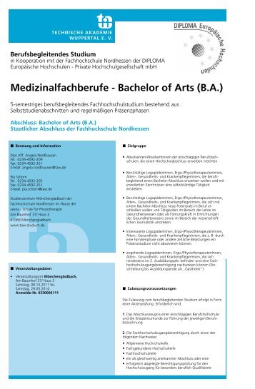 Medizinalfachberufe - Bachelor of Arts (B.A.) - Studium-taw.de