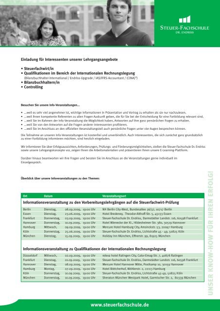 Infoveranstaltungen Steuer Fachschule Dr Endriss