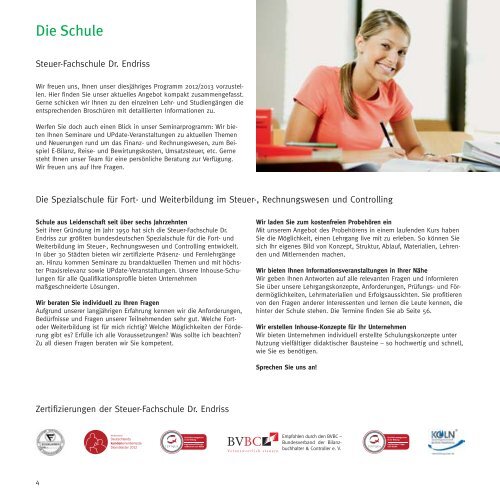 Lehr- und Studien- gänge 2012/2013 - Steuer-Fachschule Dr. Endriss