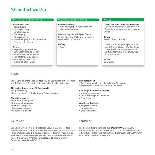 Lehr- und Studien- gänge 2012/2013 - Steuer-Fachschule Dr. Endriss