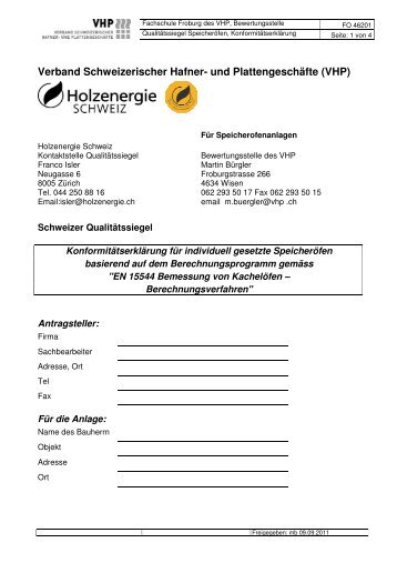 Q-Siegel Konformitätserklärung Speicherofen (pdf) - VHP