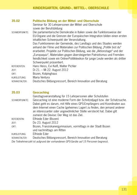 Landesplan der Fortbildung 2012/13 - Kindergarten und Schule in ...