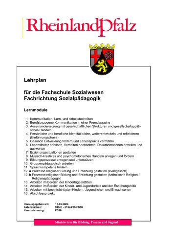 Lehrplan für die Fachschule Sozialwesen ... - BBS-EHS Trier