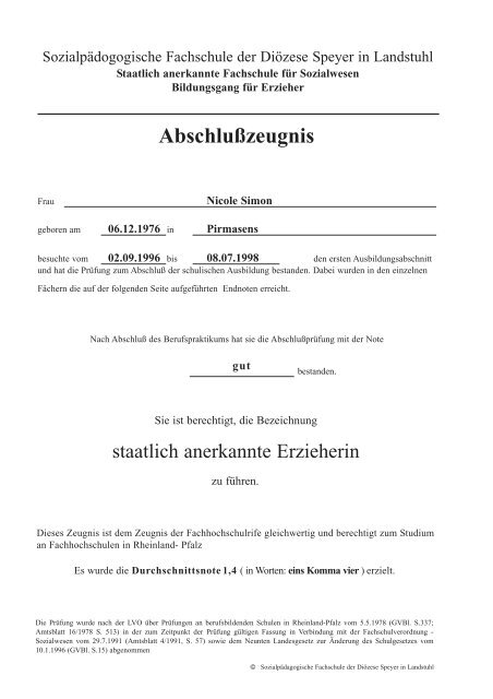 Staatlich anerkannte Erzieherin - Nicoles homepage