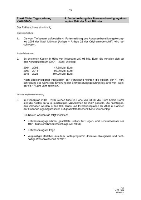 Sitzung am 14.07.2004 - Stadt Münster