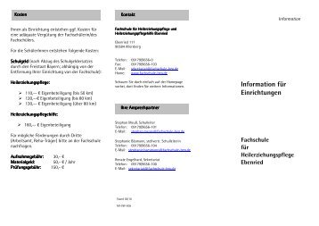 Information für Einrichtungen - Fachschule Ebenried
