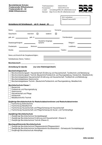 Anmeldung für das/die