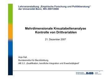 Mehrdimensionale Kreuztabellenanalyse Kontrolle von ... - BiBB