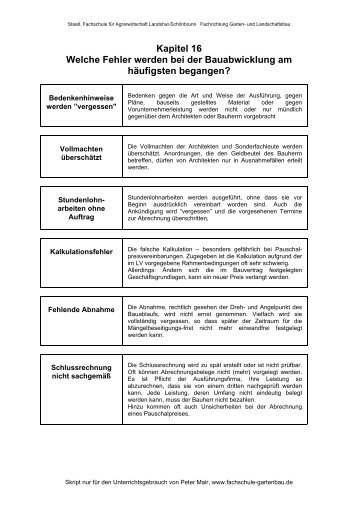 Welche Fehler werden bei der Bauabwicklung am häufigsten