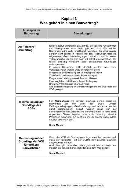 Kapitel 3 Was Gehort In Einen Bauvertrag Fachschule Fur Gartenbau