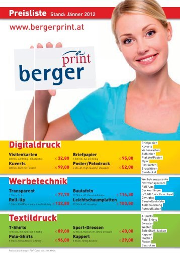 Digitaldruck Werbetechnik Textildruck - Berger Print GmbH