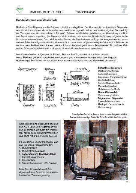 Schülerarbeitsheft Holz Jahrgangsstufe 7 - ISB - Bayern