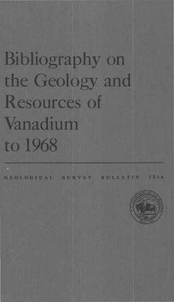 Geology and Resources of ·vanadium
