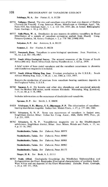 Geology and Resources of ·vanadium