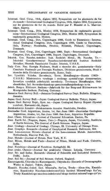 Geology and Resources of ·vanadium