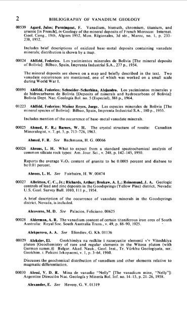 Geology and Resources of ·vanadium