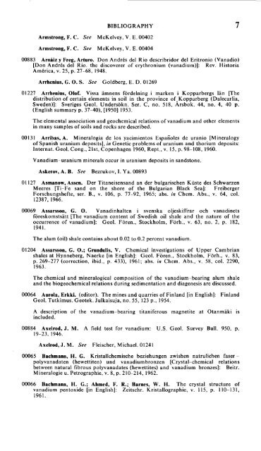 Geology and Resources of ·vanadium