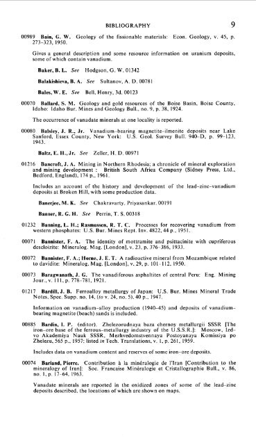 Geology and Resources of ·vanadium