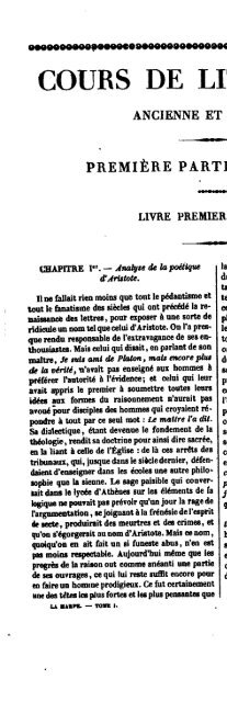 la harpe. cours de littérature - Notes du mont Royal