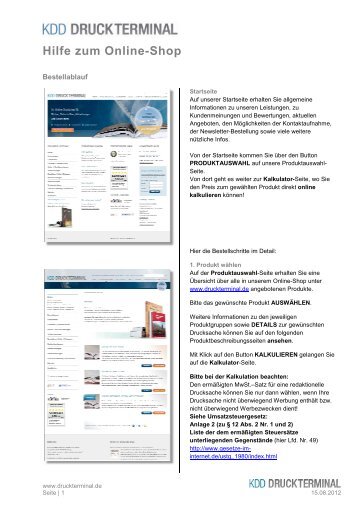 Hilfe Bestellablauf (PDF) - KDD Druckterminal