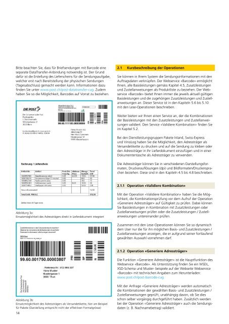 Handbuch Webservice «Barcode - Die Schweizerische Post