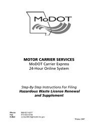 MOTOR CARRIER SERVICES MoDOT Carrier Express 24-Hour ...