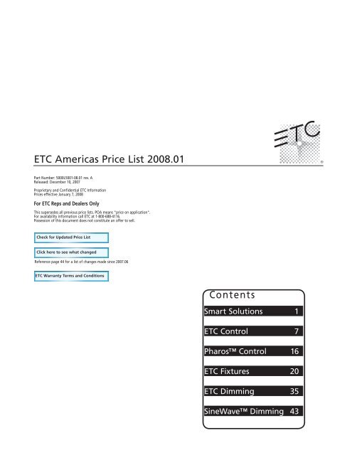 ETC Americas Price List 2008