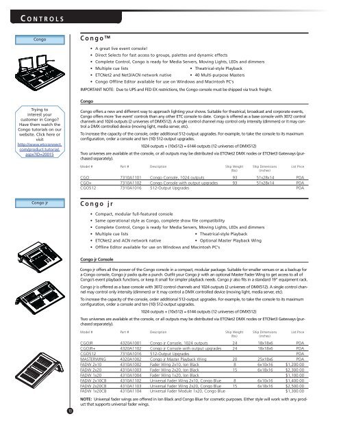 ETC Americas Price List 2008