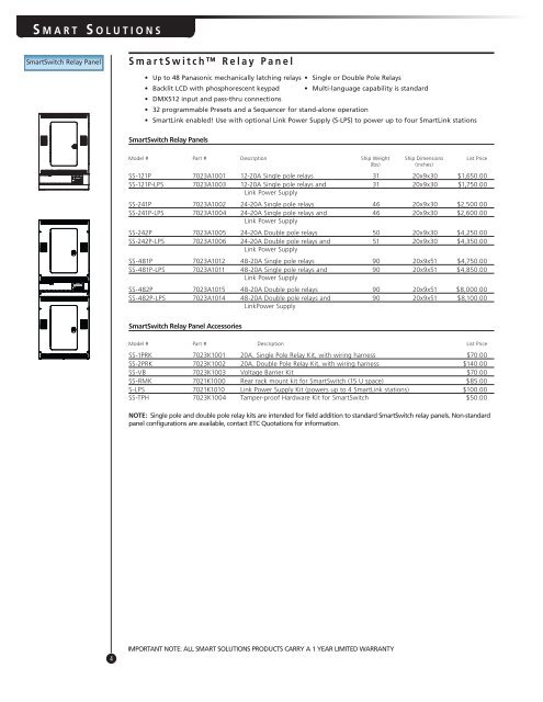 ETC Americas Price List 2008