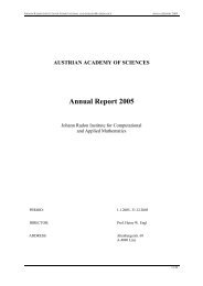 AUSTRIAN ACADEMY OF SCIENCES Annual Report 2005 - Ricam