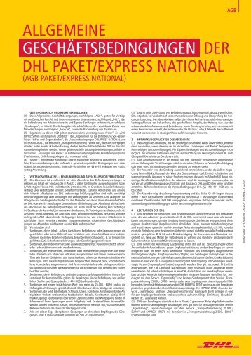 Allgemeine Geschäftsbedingungen der DHL Paket express national