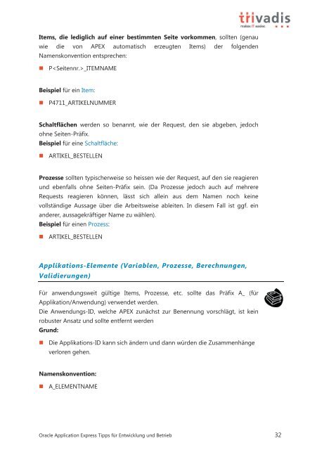 Oracle Application Express Tipps für Entwicklung und ... - Trivadis