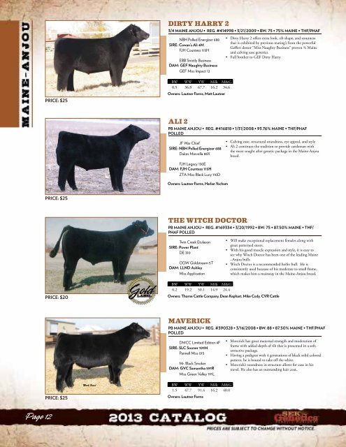 2013 Sire Catalog Now Available to Download! - SEK Genetics