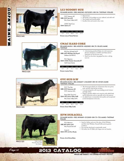 2013 Sire Catalog Now Available to Download! - SEK Genetics