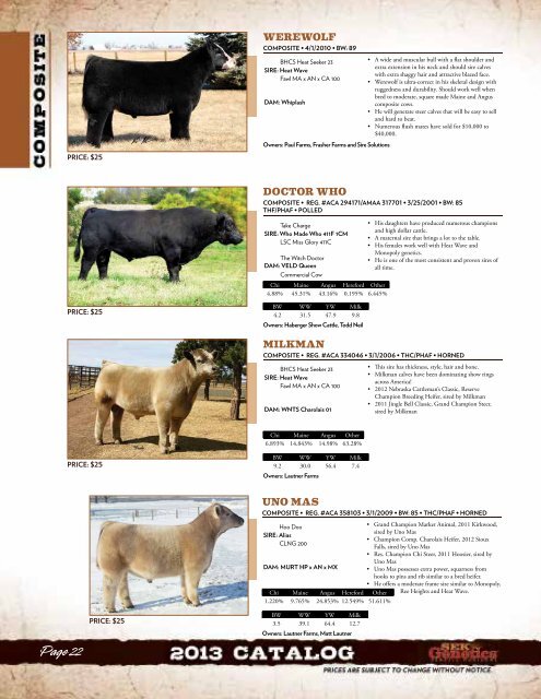 2013 Sire Catalog Now Available to Download! - SEK Genetics