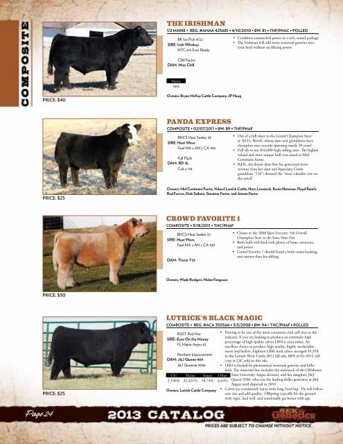 2013 Sire Catalog Now Available to Download! - SEK Genetics