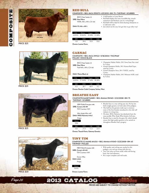 2013 Sire Catalog Now Available to Download! - SEK Genetics