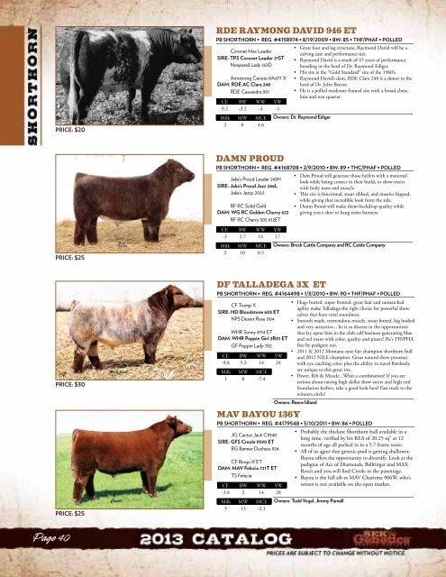 2013 Sire Catalog Now Available to Download! - SEK Genetics