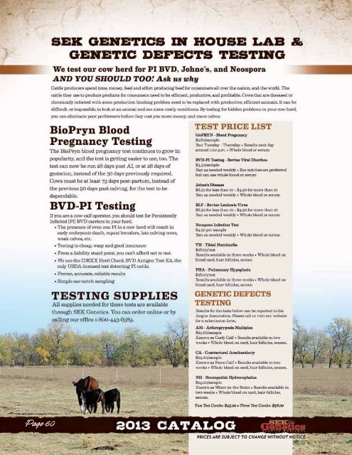 2013 Sire Catalog Now Available to Download! - SEK Genetics