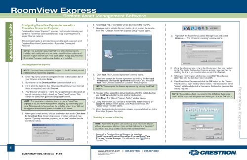 Quick-Start Guide: RoomView Express - Crestron