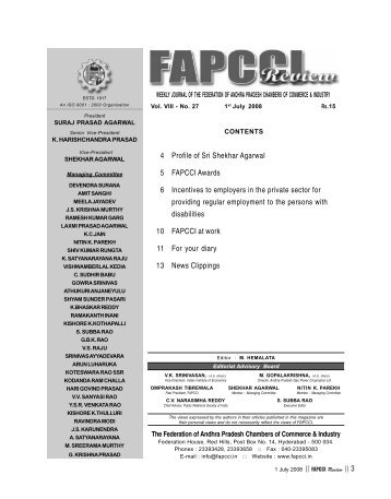 1st July 2008 - FAPCCI