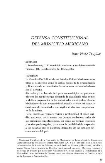 DEFENSA CONSTITUCIONAL DEL MUNICIPIO MEXICANO