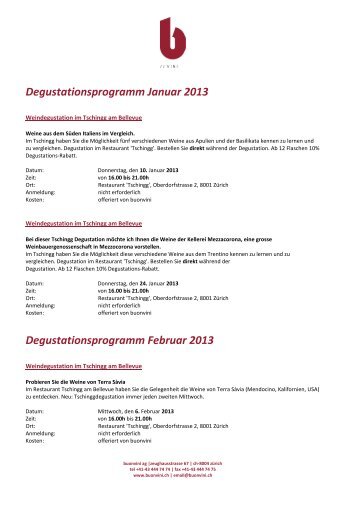 Degustationsprogramm Winter 2012 - 2013 - Buonvini